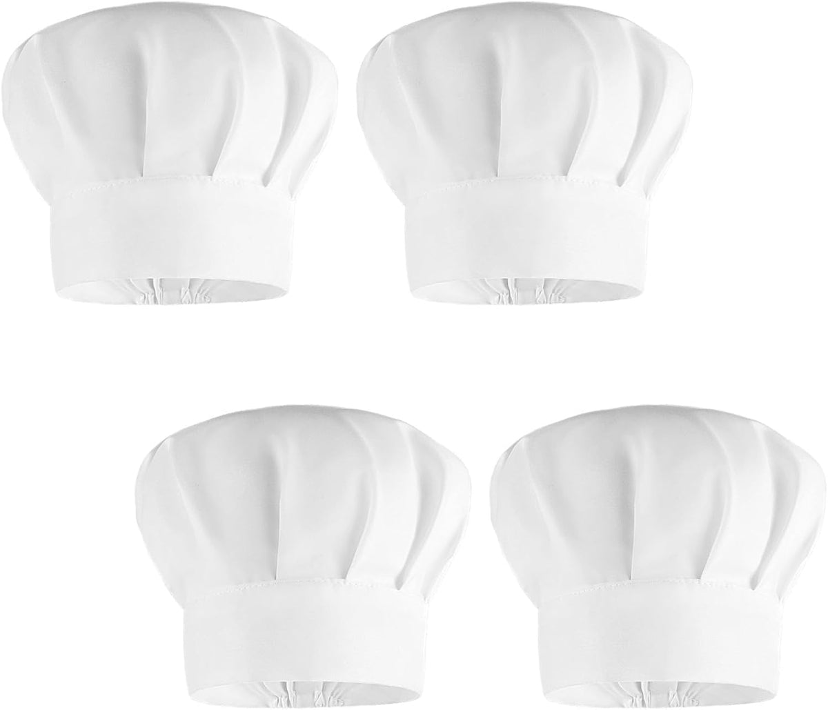 4 Sombreros Chef Niños Ajustables Blanco