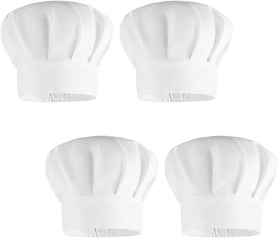 4 Sombreros Chef Niños Ajustables Blanco