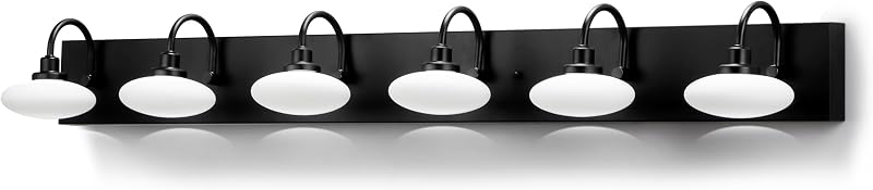 6 Luces Tocador Baño Negro Mate Modernas