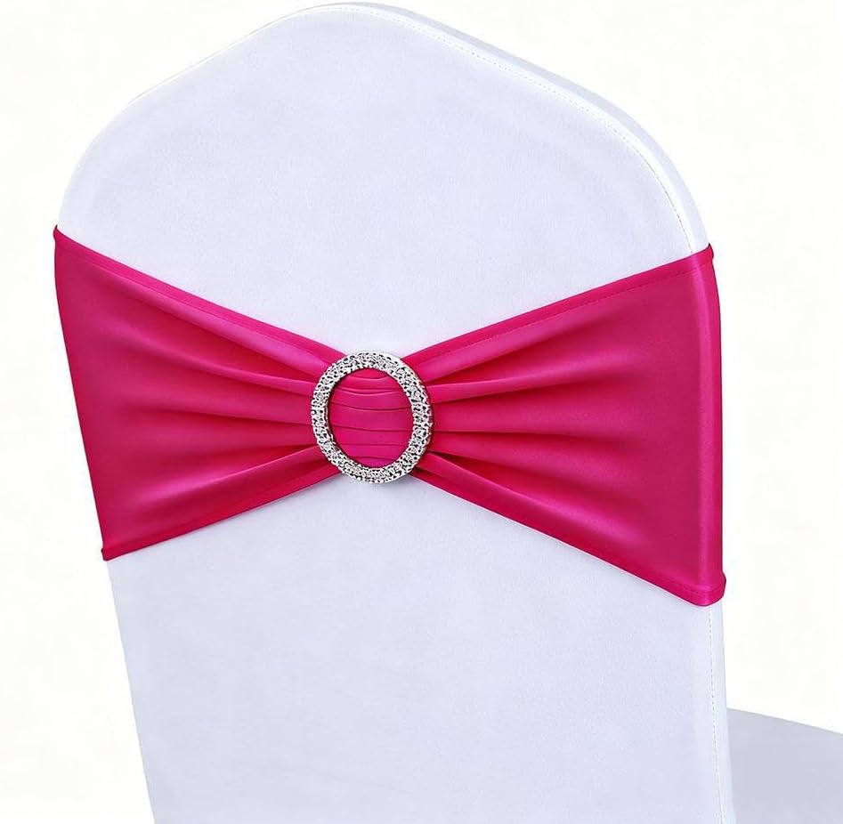 50 Bandas Elastano Rosa Intenso para Sillas Decoración