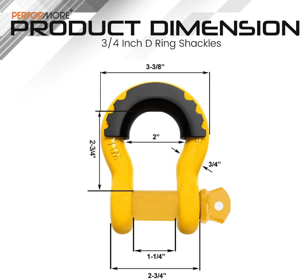 Grilletes anillo D 3/4" acero forjado 4.75 toneladas set 2