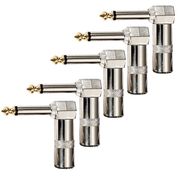 Conector audio TS mono macho 1/4pulg 90grados 5uds