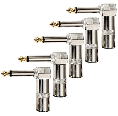 Conector audio TS mono macho 1/4pulg 90grados 5uds