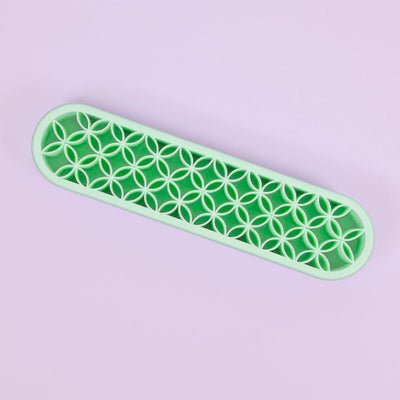 Pinceles silicona patrón flores 20,9x5x3,3cm blanco y menta