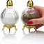 Saleros y pimenteros cristal globo soporte dorado plateado set 2