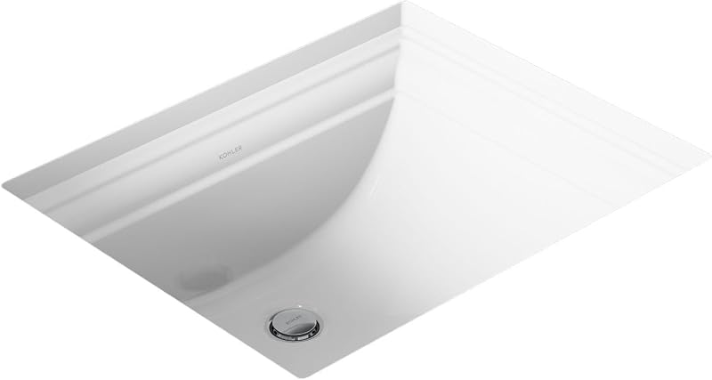 Lavabo rectangular 20pulg blanco para tocador vitreo