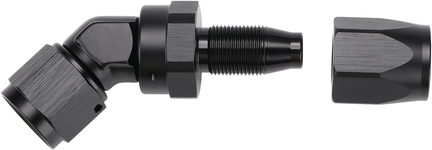 Codo de manguera aluminio forjado negro 45 grados