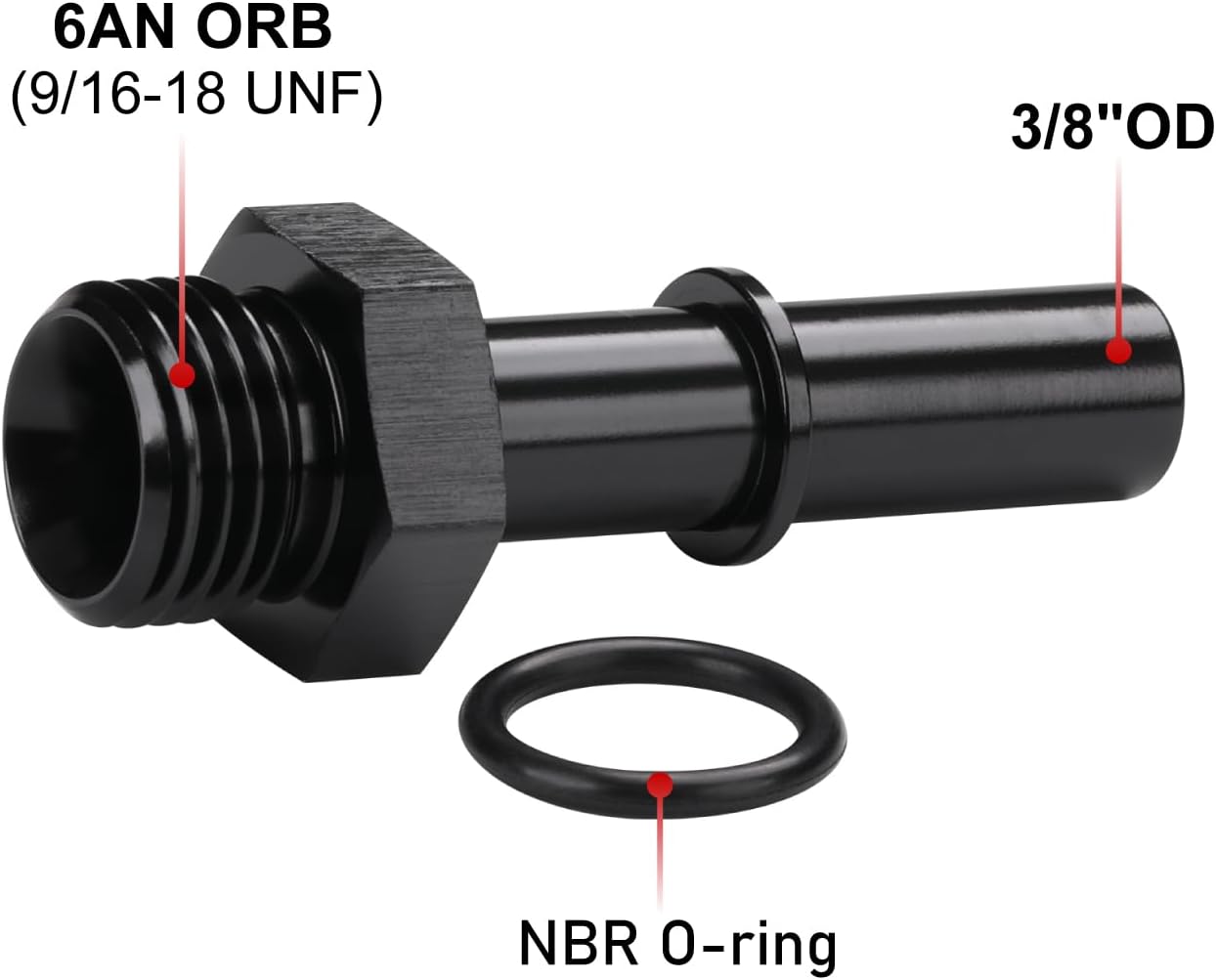 Adaptador EFI macho 3/8 SAE aluminio negro