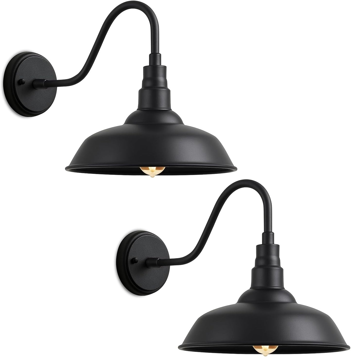 Luz cuello cisne exterior 10pulg estilo granja negra pack 2