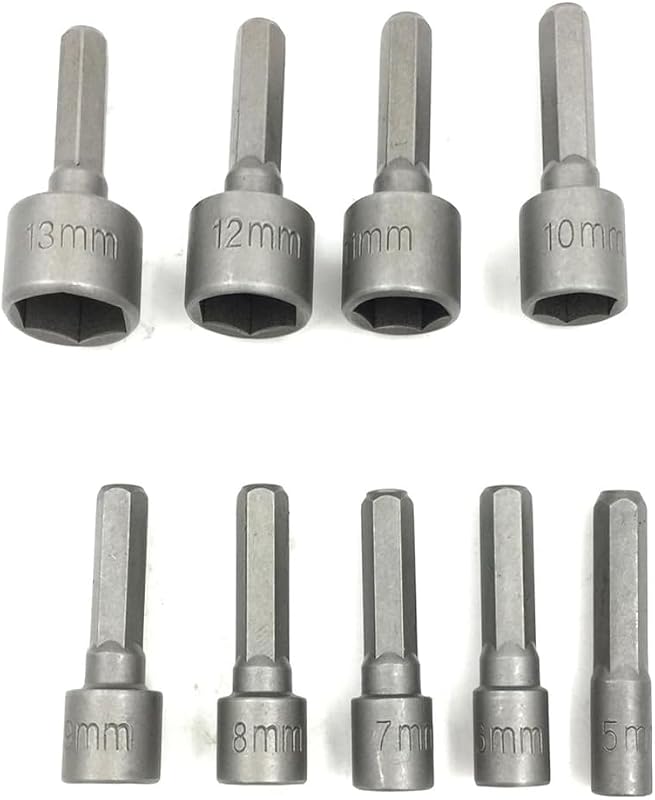 9 Pzas Broca Hex 1/4 pulg para Llave Metrica Chuck Power