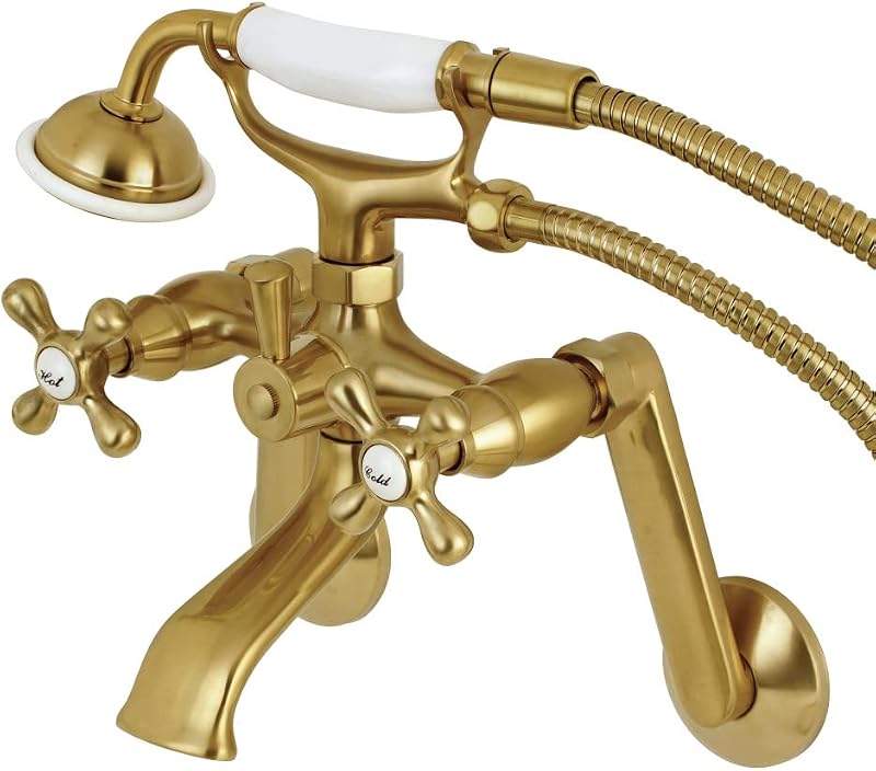 Grifo bañera con ducha de mano latón cepillado