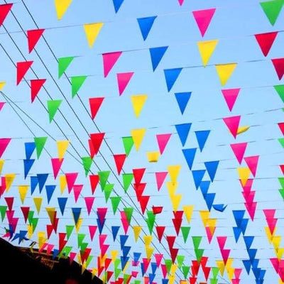 Banderín multicolor 100ft 72uds 7.8x11.8pulg para fiestas
