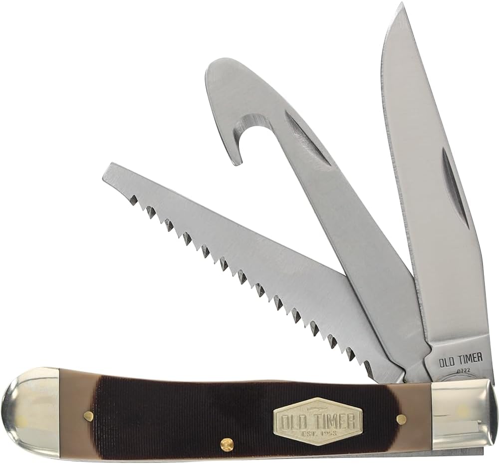 Navaja plegable acero inox 7.4" clip mango aserrado