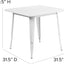 Mesa cuadrada metal blanco 31.5pulg interior exterior