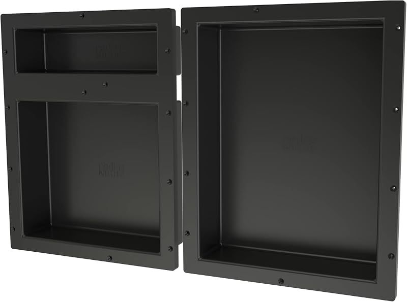 Estante ducha triple nicho negro 32x20x4"