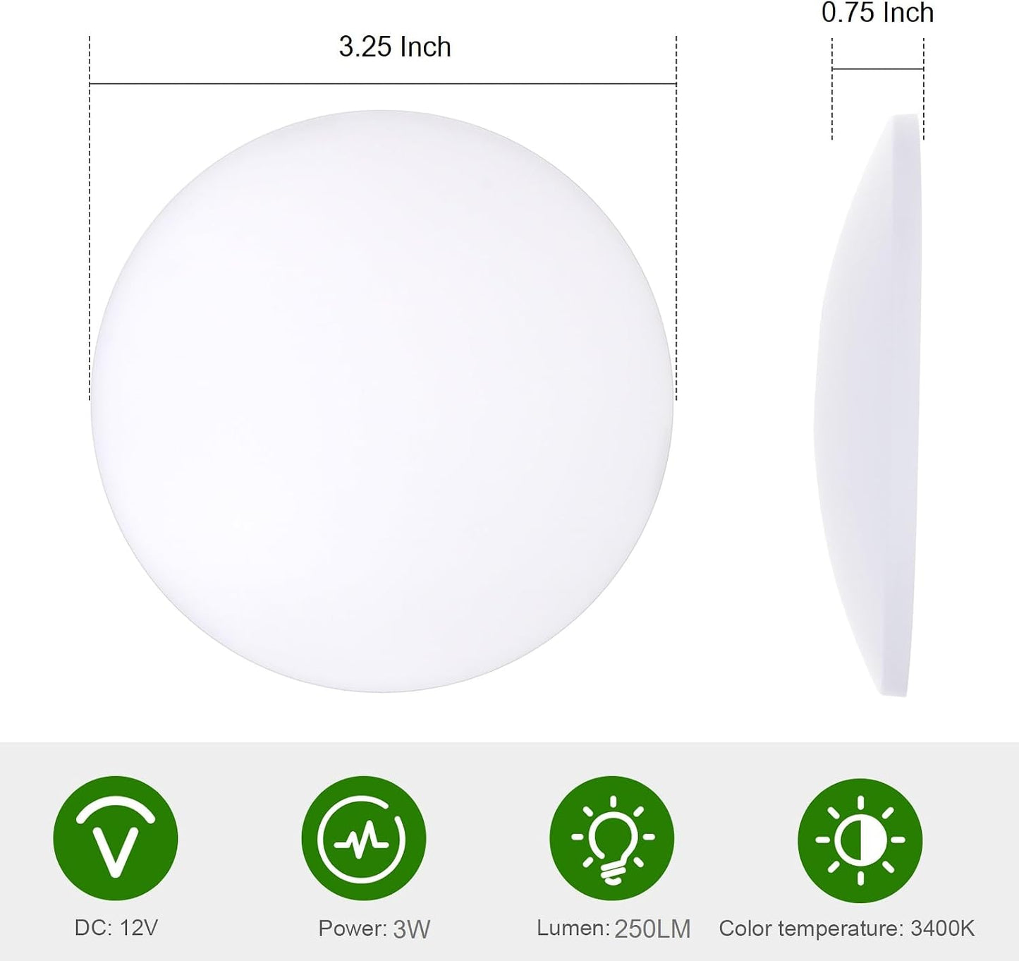 Luz LED interior 12V 3.25" regulable para caravana cámper