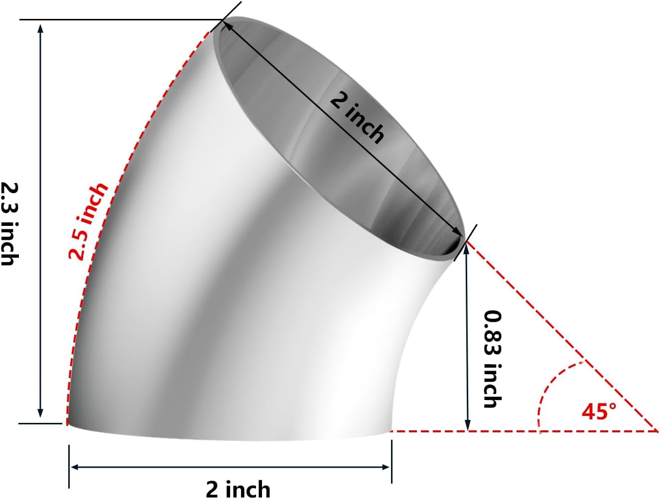 2 Codos Tubo Escape Acero Inox 304 2" Grosor 0.059