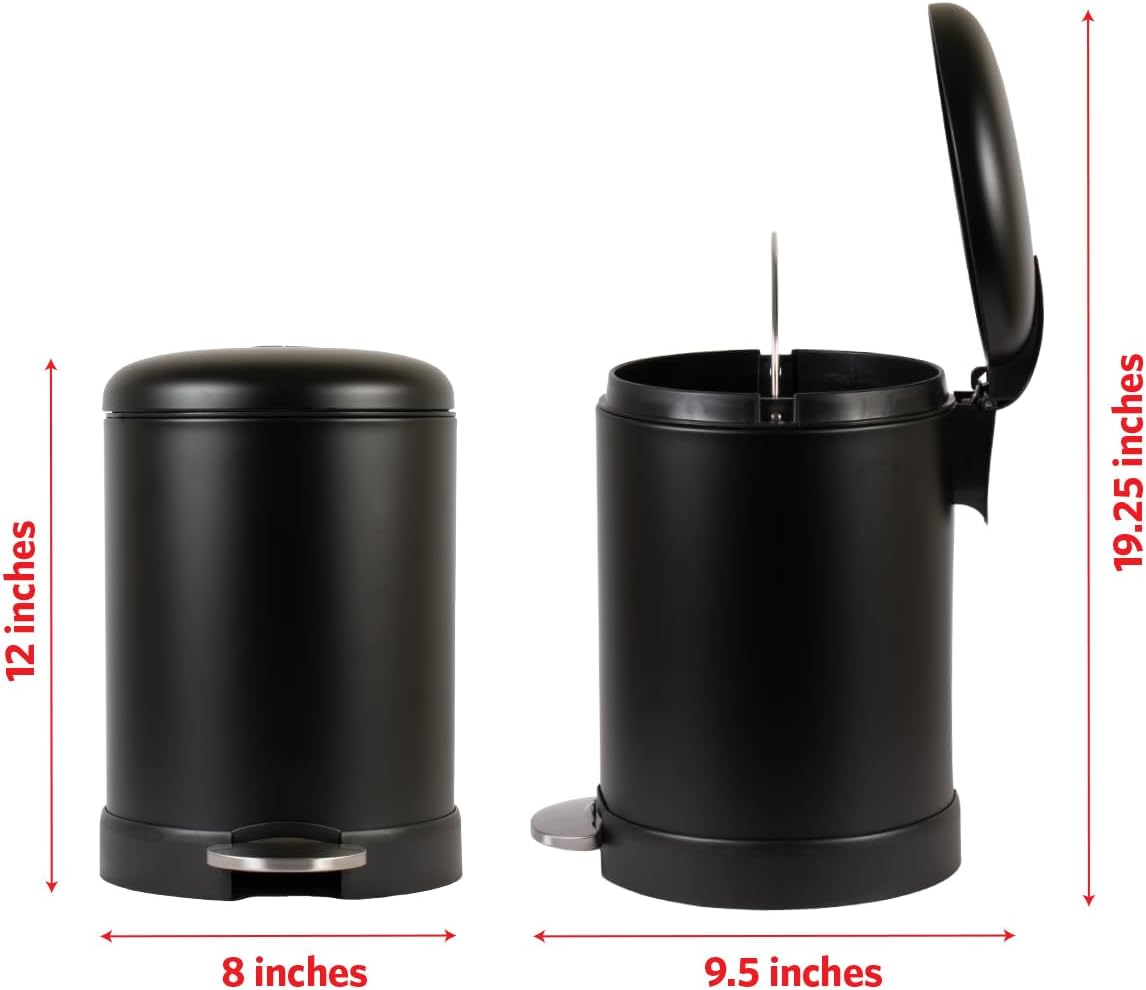 Cubo basura acero inox 1.2gal con tapa y pedal negro