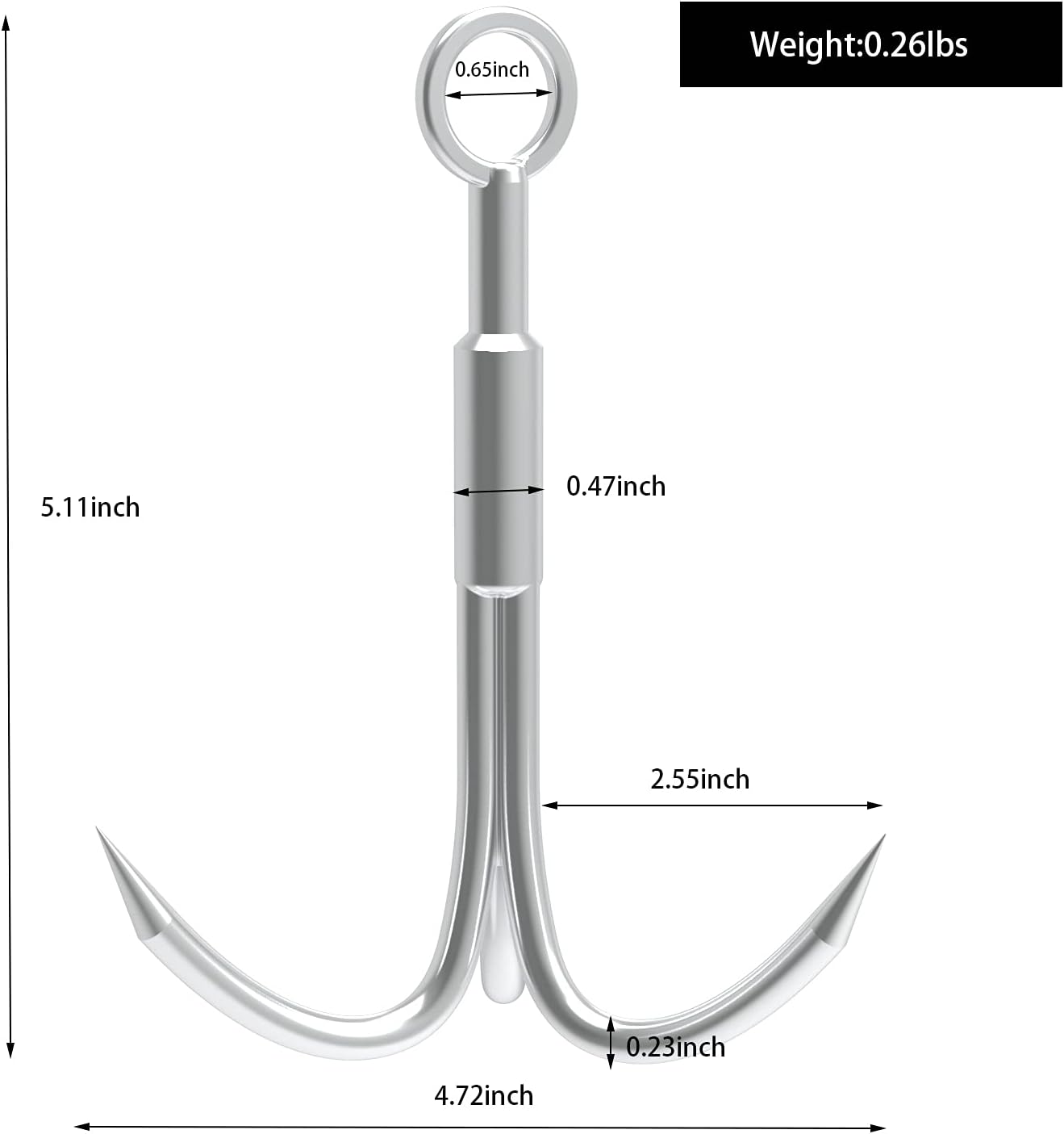 Gancho agarre acero inox 3 garras para escalada y rescate