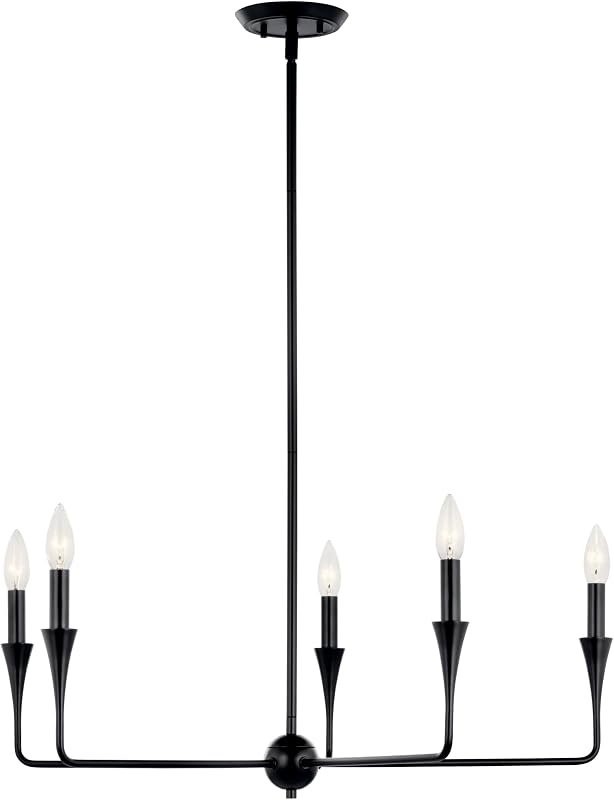 Candelabro 5 luces negro moderno 19x30"
