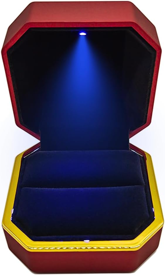 Caja anillo LED para regalo boda rojo
