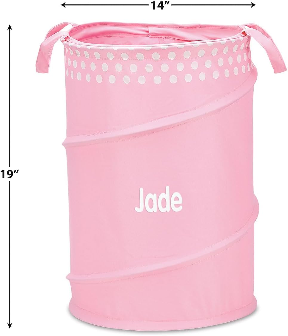 Bolsa lavandería plegable tela poliéster algodón color rosa