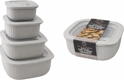Set 4 Recipientes Cuadrados Sin BPA para Microondas