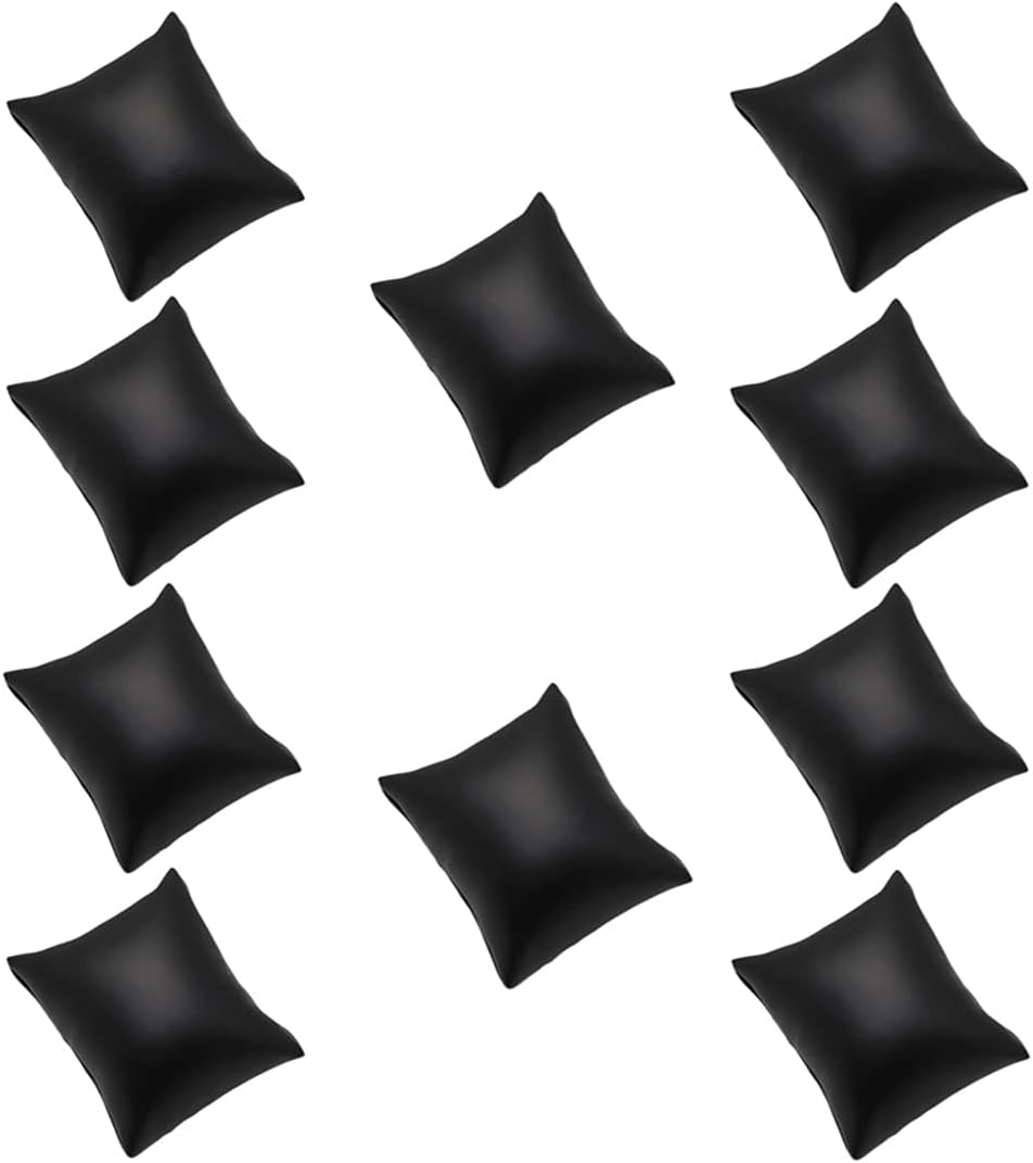 10 Pzas Almohadillas Joyería Cuero PU Negro