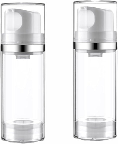 2 Botellas Bomba Viaje 1oz Sin Aire Transparente