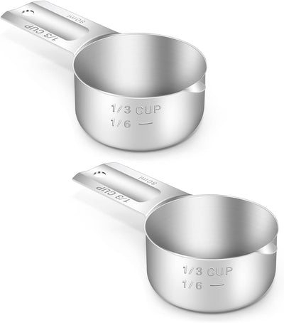 2 Pzas Taza Medidora 80ml Acero Inox con Cuchara