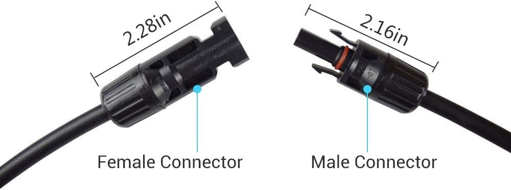 Cable extensión solar 20ft 10AWG negro
