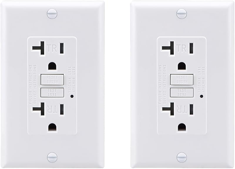 2 Pzas GFCI 20A Blanco con Luz Indicadora Salida Receptáculo