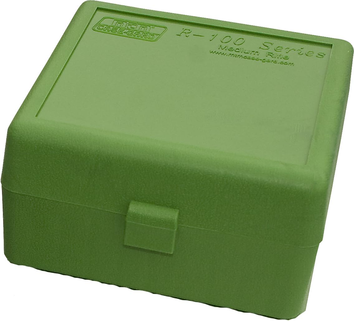 Caja mediana municiones rifle 100 cartuchos verde 3.05pulg