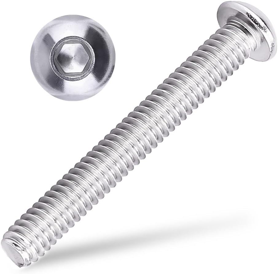 Tornillos cabeza botón hex 1/4-20 x 2 acero inox 100 pzas