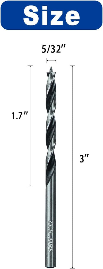 Set 8 Brocas Brad 5/32pulg Acero Carbono Madera Dura