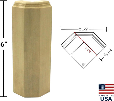 Bloque base esquina exterior 1x2.5x6 pulg