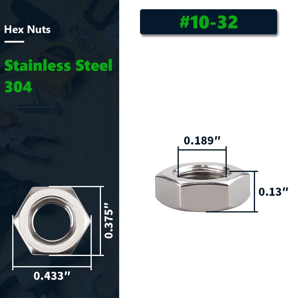 Tuercas hexagonales acero inox 304 SS paquete 100