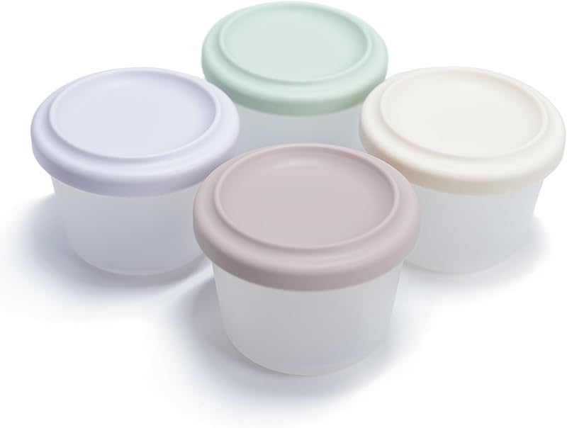 Contenedores silicona 4oz con tapas reutilizables