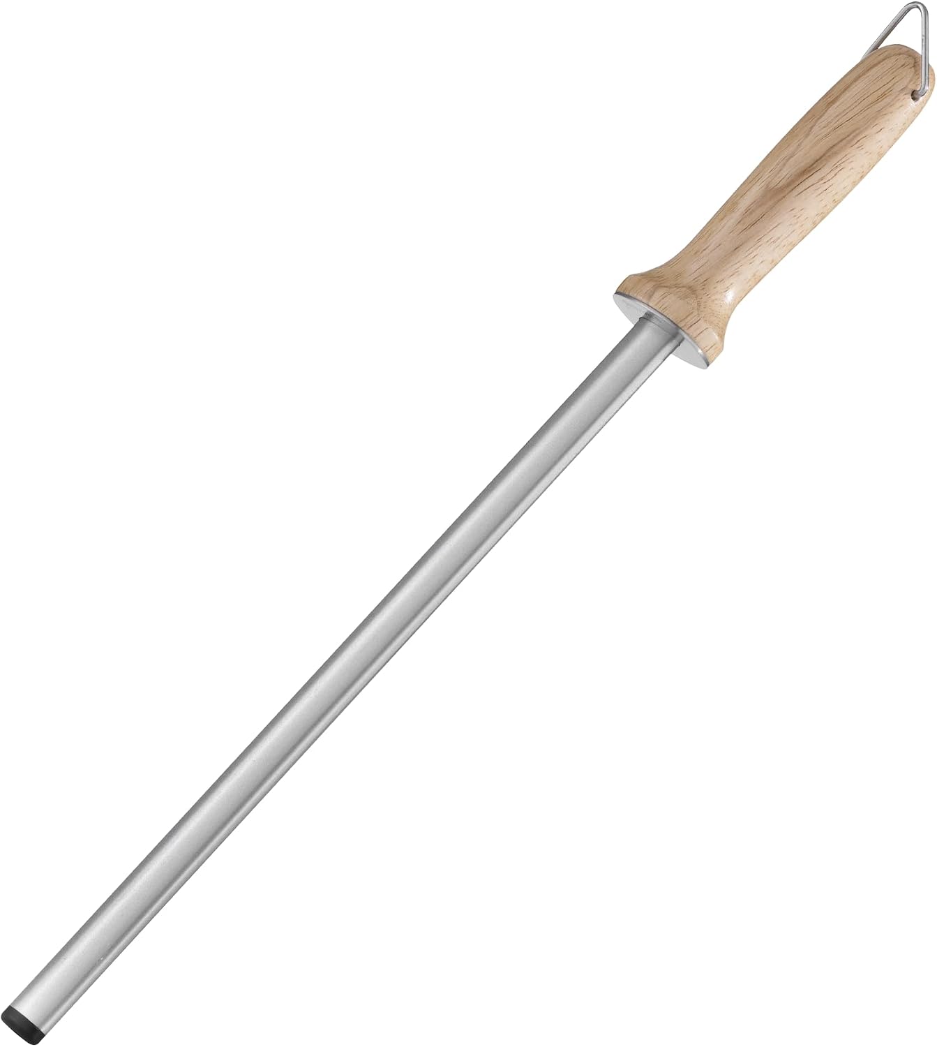 Afilador cuchillos diamante 12pulg mango madera con gancho