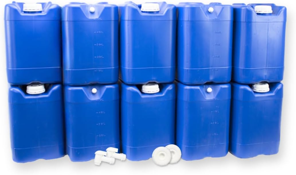 Contenedores agua 5gal con grifo apilables emergencia