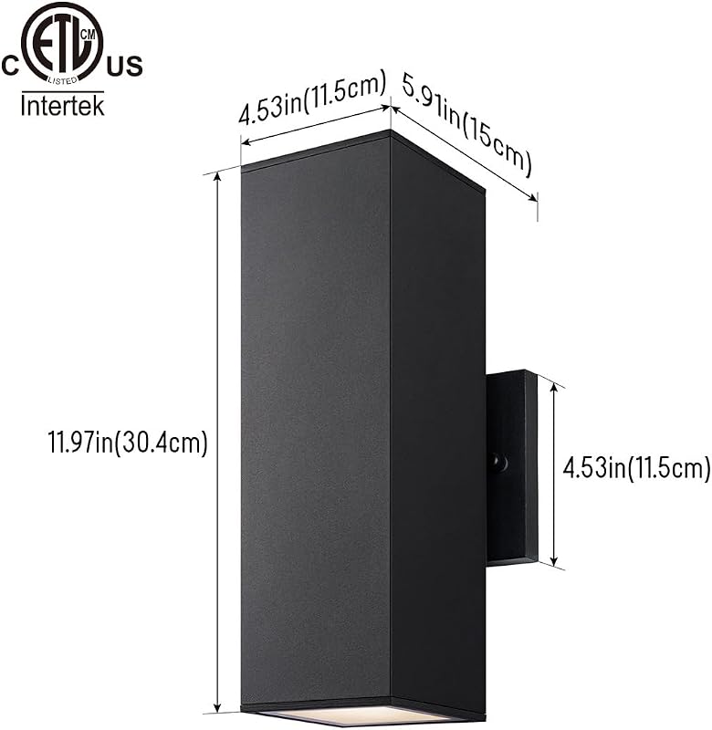 Lámpara porche 2 luces aluminio vidrio 6 Pzas negro mate