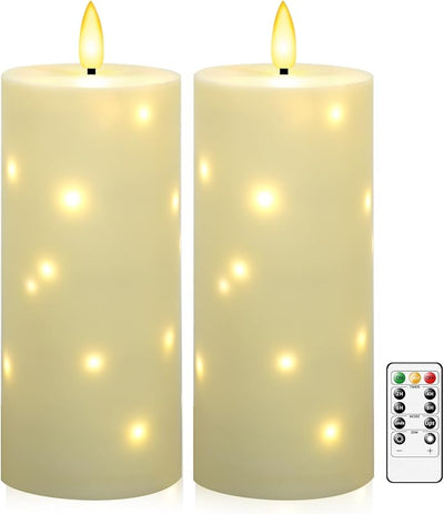 Velas LED exteriores 10x4 con temporizador y luces estrellas