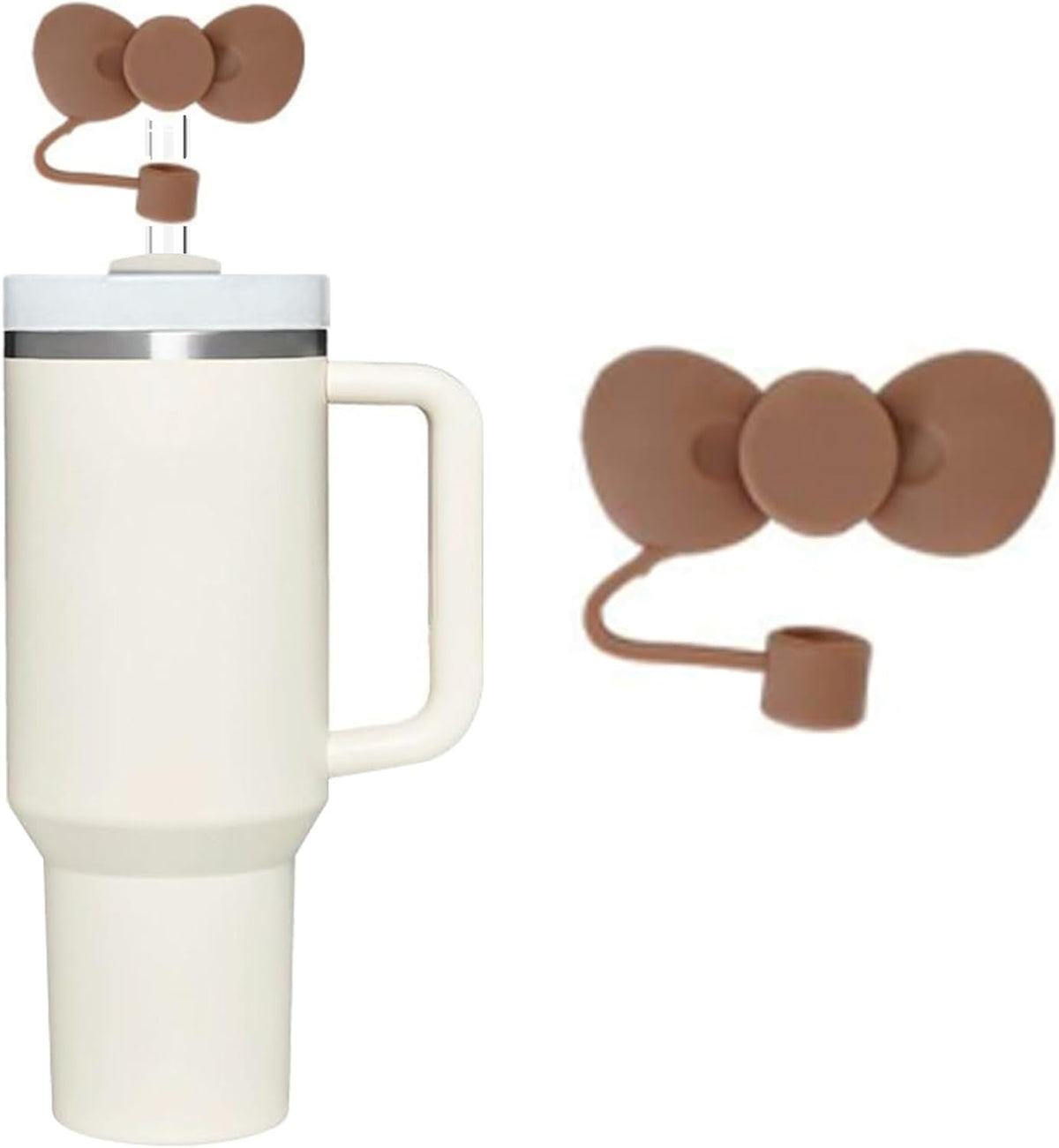 Funda popote silicona con lazo marrón para tapas 0.394pulg