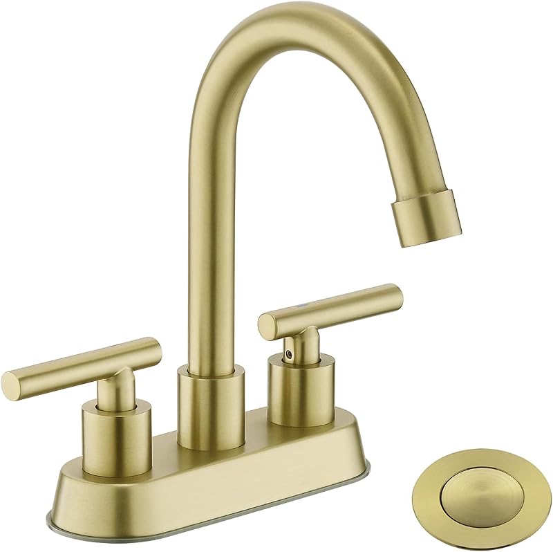 Llave baño grifo fregadero 2 manijas dorado 4" drenaje