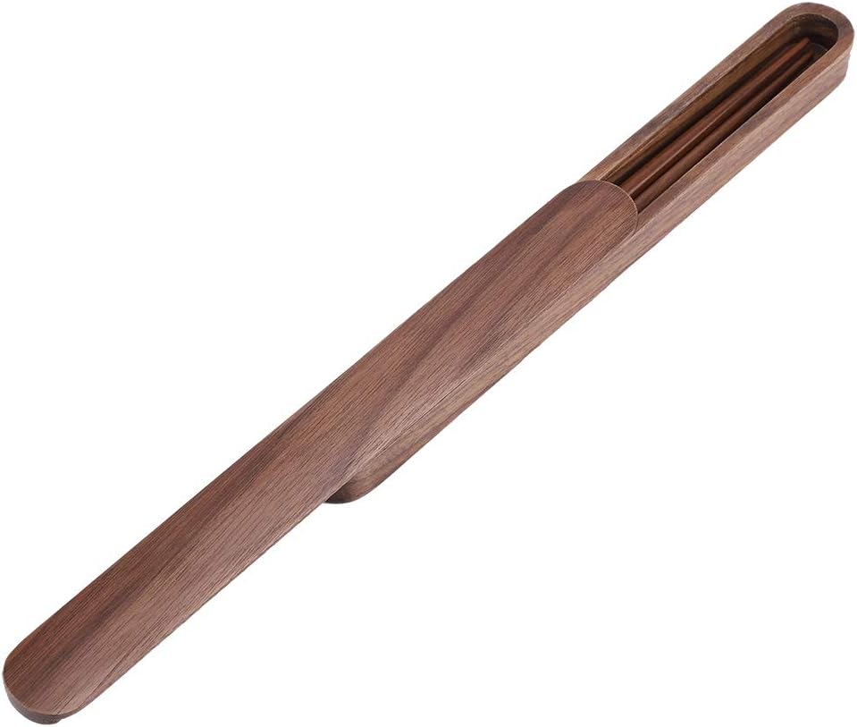 Caja almacenamiento palillos madera soporte cubiertos reutilizable