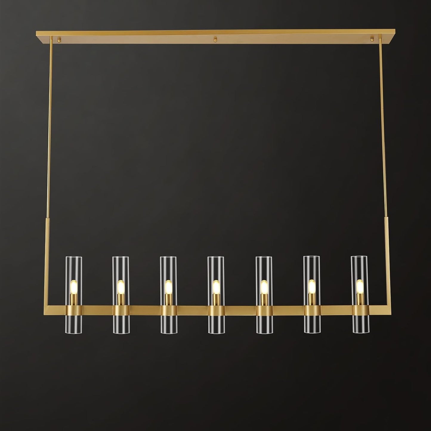 Candelabro lineal dorado 59pulg 7 luces comedor