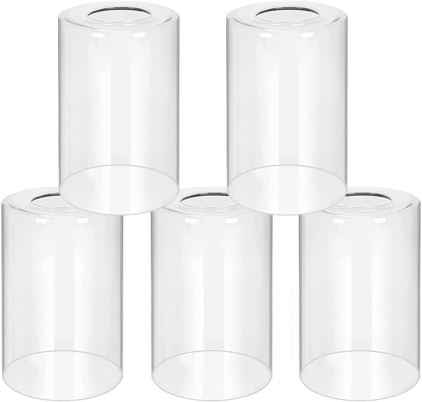 5 Pack Cubiertas Vidrio Transparente para Lámparas Cilíndricas