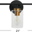 Lámpara tocador 3 luces metal vidrio negro mate oro