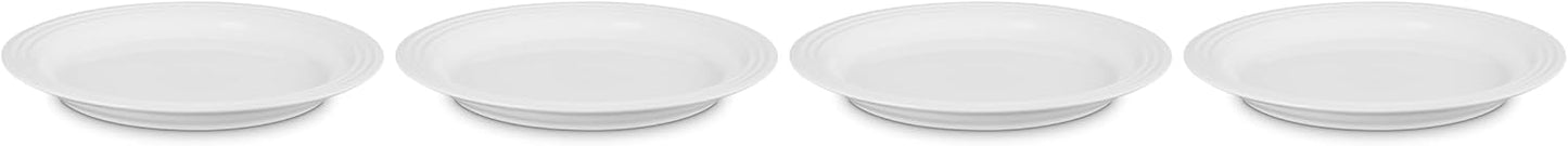 Set 4 Platos Llanos Gres 10.5pulg Blanco