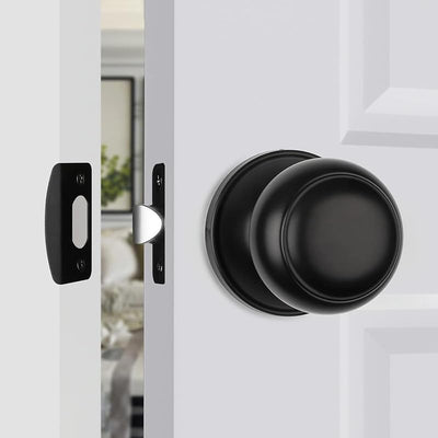 Pomo puerta redondo interior negro mate para dormitorio baño